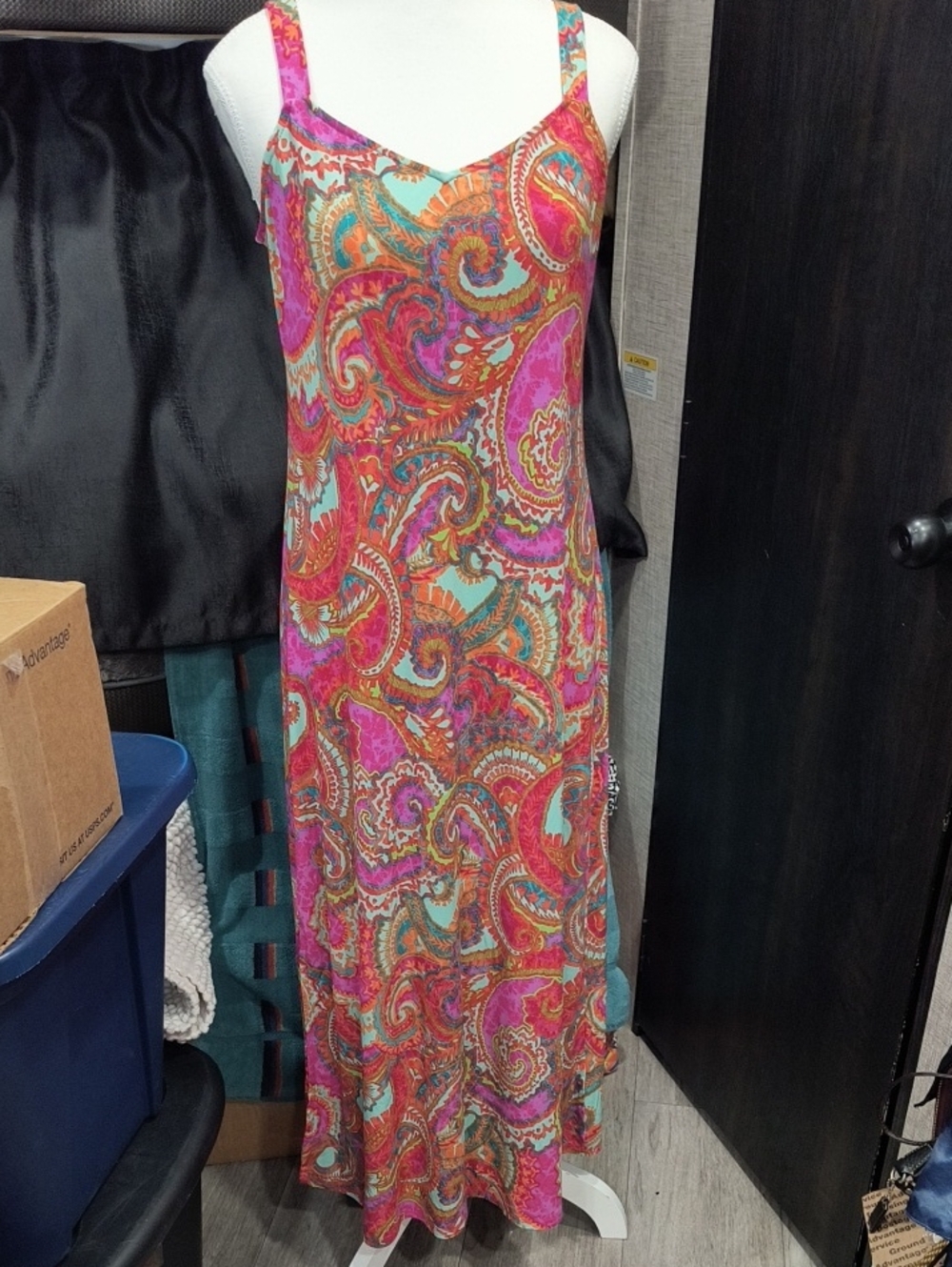 Ivy Lane Women’s Paisley Slip Dress in Pink and Teal